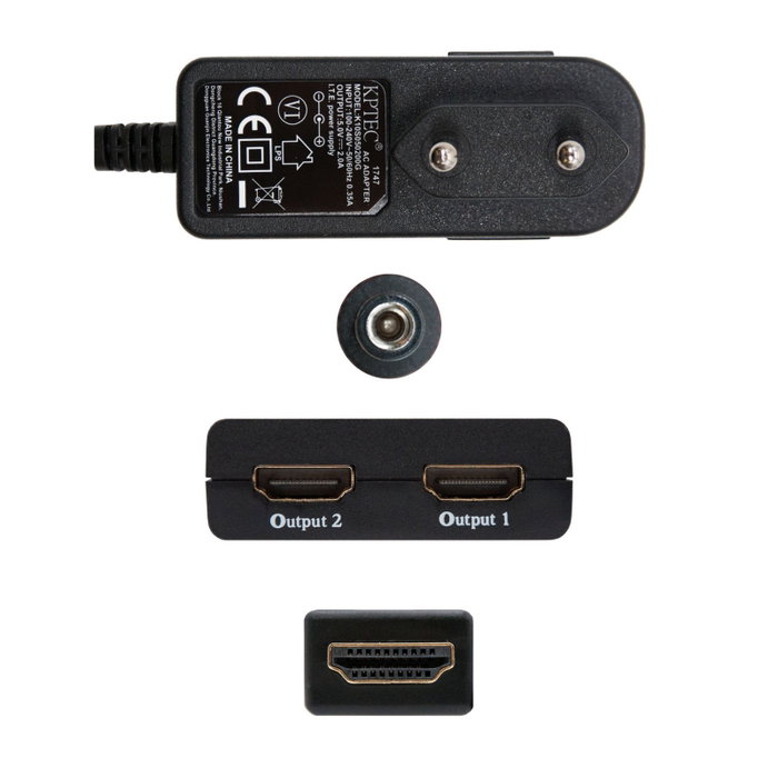 Nanocable Duplicador HDMI 1x2 con Pigtail de 50 cm y Alimentación